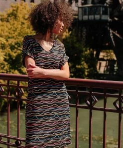 Mata Traders Best Sellers Montrose Wobbly Stripe Midi Dress