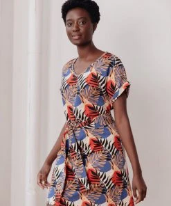 Mata Traders Clothing Montrose Layered Palms Tie Dress