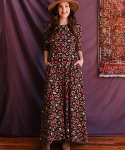 Mata Traders Mumbai Mauve Tile Maxi Dress Clothing