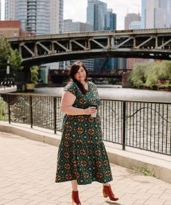 Mata Traders Tiered Teal Tile Jersey Dress Best Sellers