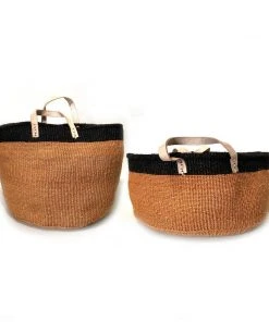 Mbare Home Goods Floor Basket With Leather Handles