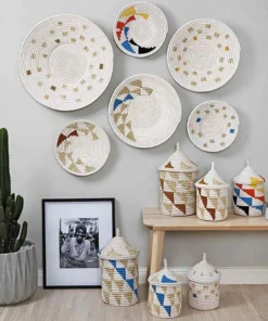 Mbare Home Goods Ikiba Small Wall Basket - Blue Squares