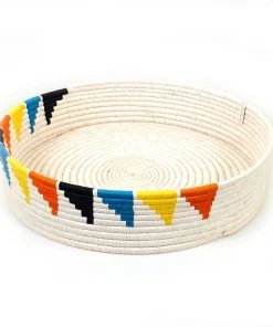 Mbare Handcrafted Inyabu Basket Tray - Colorful Triangles