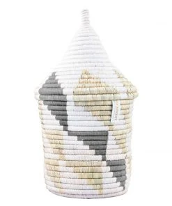 Mbare Handcrafted Inyabu Medium Basket - Gray Triangles 6 Mbare Handcrafted Inyabu Medium Basket - Gray Triangles