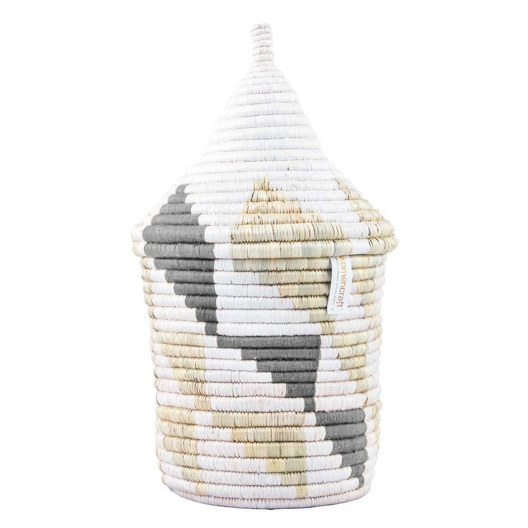 Mbare Handcrafted Inyabu Medium Basket - Gray Triangles 3 Mbare Handcrafted Inyabu Medium Basket - Gray Triangles