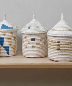 Mbare Handcrafted Inyabu Medium Basket - Gray Triangles 7 Mbare Handcrafted Inyabu Medium Basket - Gray Triangles