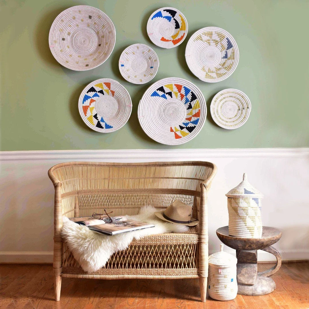 Mbare Handcrafted Inyabu Medium Basket - Gray Triangles 2 Mbare Handcrafted Inyabu Medium Basket - Gray Triangles