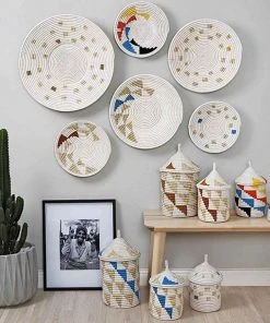 Mbare Inyabu Small Wall Basket - Multi Color Triangles Home Goods