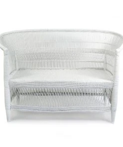 Mbare Malawi Cane Loveseat - White