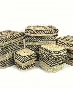 Mbare Square Iringa Basket - Black Stripe Home Goods