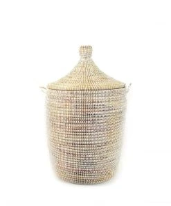 Mbare Home Goods Medium White Hamper Basket