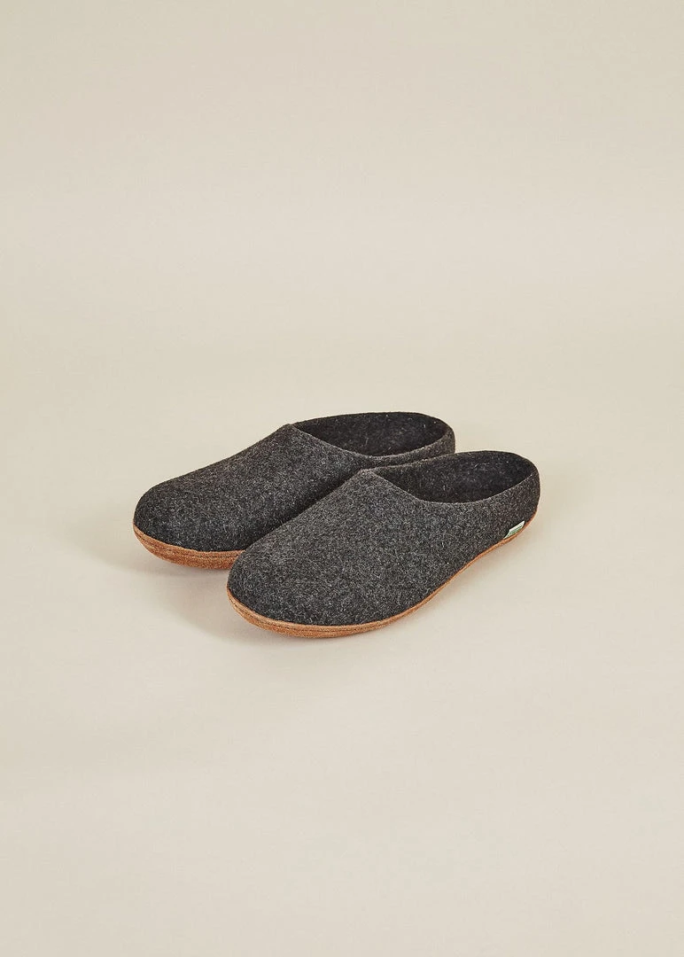 Kyrgies Men's Molded Sole Low Back Wool Slippers - Charcoal 4 Kyrgies Men's Molded Sole Low Back Wool Slippers - Charcoal