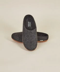 Kyrgies Men's Molded Sole Low Back Wool Slippers - Charcoal