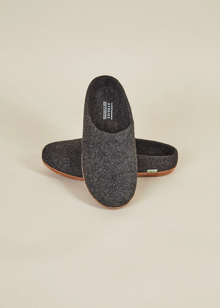 Kyrgies Men's Molded Sole Low Back Wool Slippers - Charcoal 1 Kyrgies Men's Molded Sole Low Back Wool Slippers - Charcoal