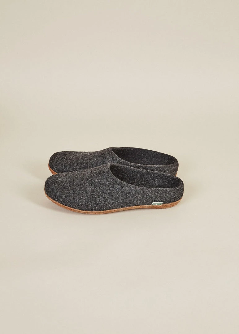 Kyrgies Men's Molded Sole Low Back Wool Slippers - Charcoal 5 Kyrgies Men's Molded Sole Low Back Wool Slippers - Charcoal