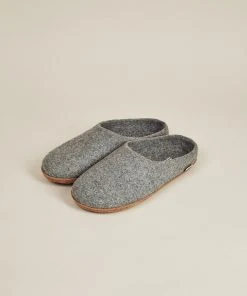 Kyrgies Men's Natural Sole Low Back Wool Slippers - Gray 12 Kyrgies Men's Natural Sole Low Back Wool Slippers - Gray