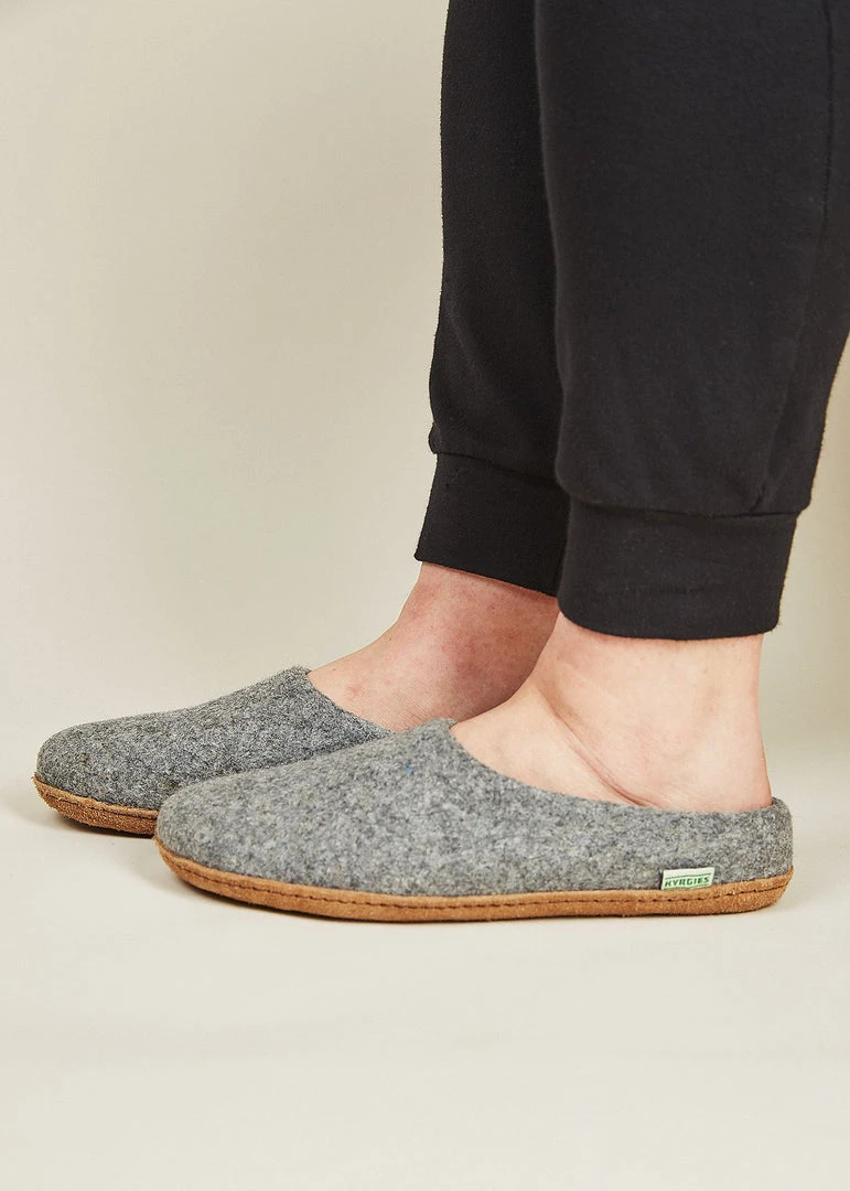Kyrgies Men's Natural Sole Low Back Wool Slippers - Gray 2 Kyrgies Men's Natural Sole Low Back Wool Slippers - Gray