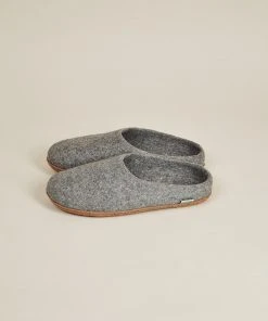 Kyrgies Men's Natural Sole Low Back Wool Slippers - Gray 11 Kyrgies Men's Natural Sole Low Back Wool Slippers - Gray