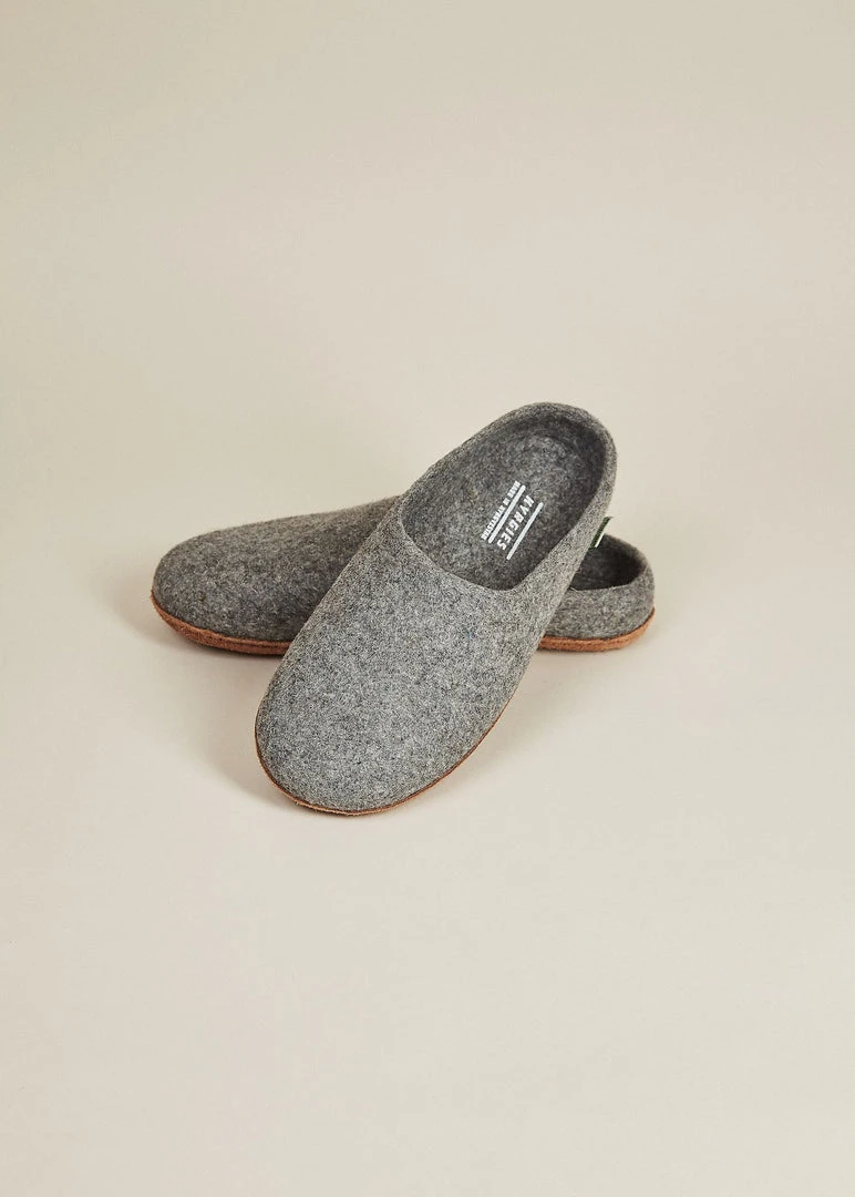 Kyrgies Men's Natural Sole Low Back Wool Slippers - Gray 1 Kyrgies Men's Natural Sole Low Back Wool Slippers - Gray