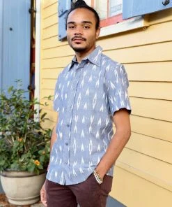 Passion Lilie Men's Celestial Ikat Button Down Shirt Best Sellers