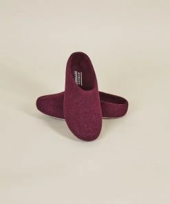 Kyrgies Men's Classic Sole Low Back Wool Slippers - Plum Best Sellers