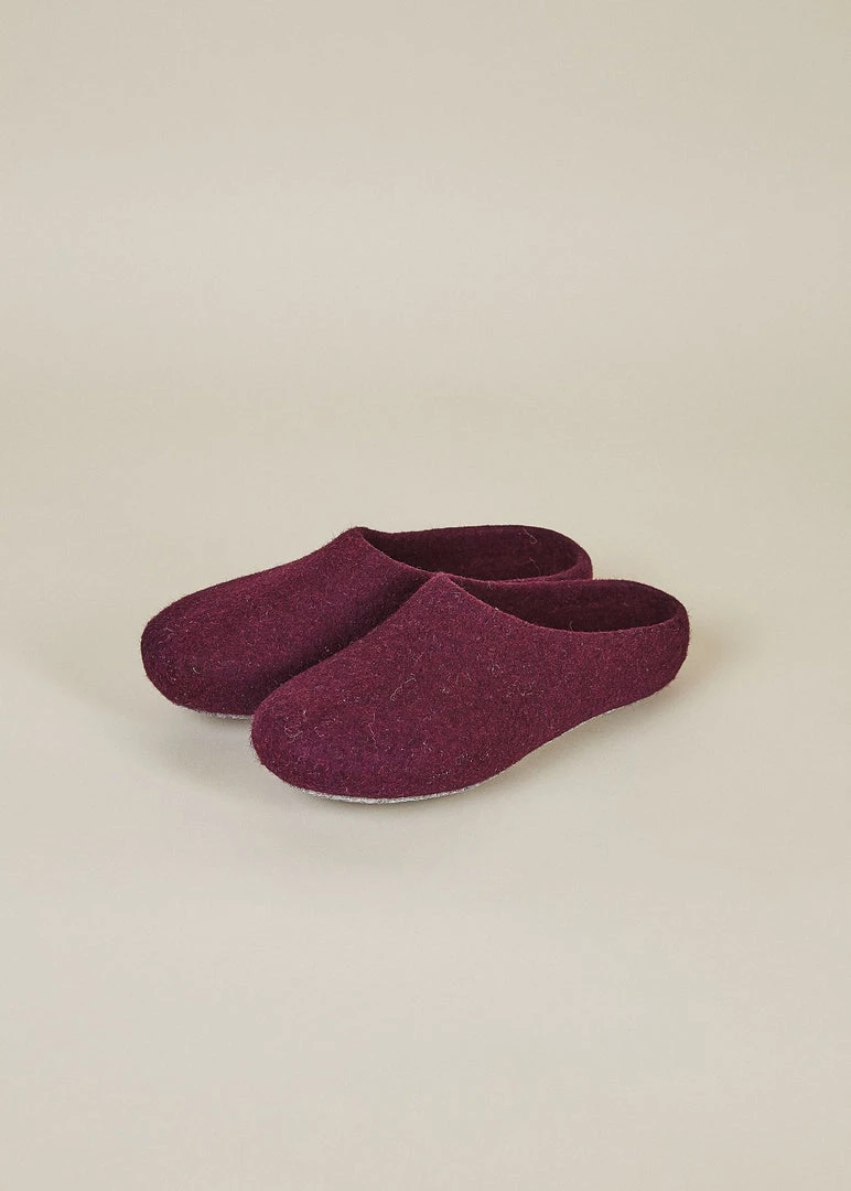 Kyrgies Men's Classic Sole Low Back Wool Slippers - Plum Best Sellers Kyrgies Men's Classic Sole Low Back Wool Slippers - Plum Best Sellers