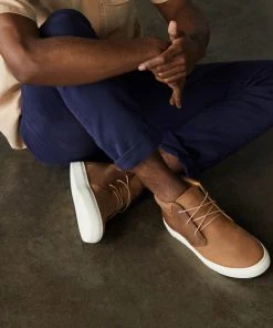 Nisolo Men's Cortez Mid Top Sneaker - Tobacco