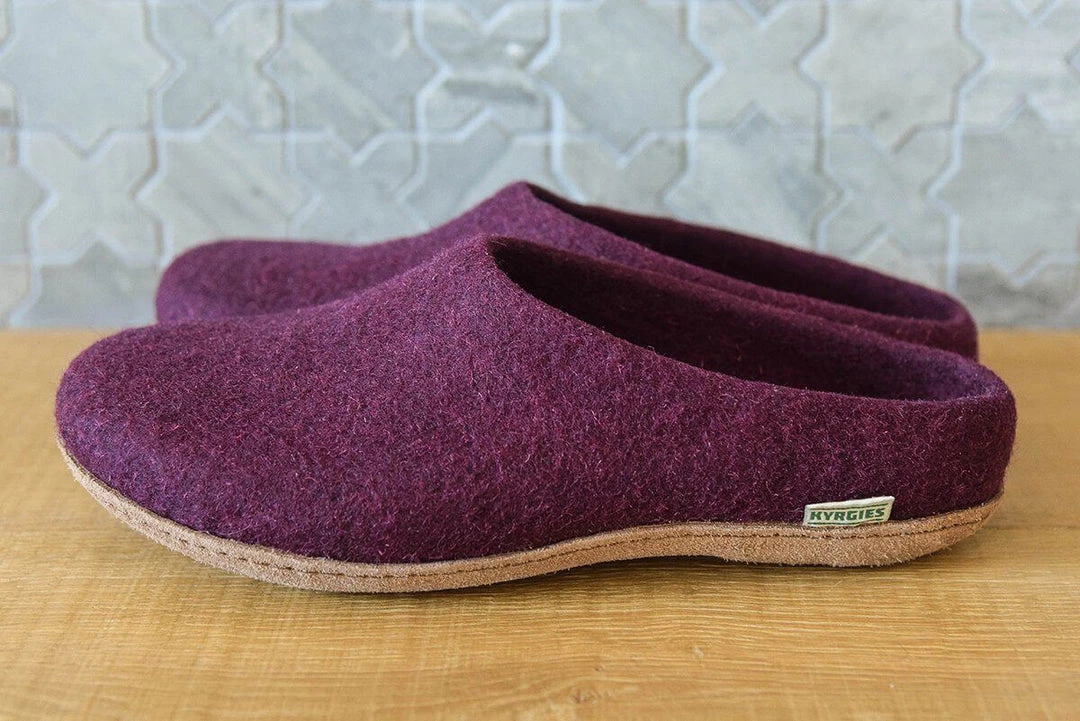 Kyrgies Men's Molded Sole Low Back Wool Slippers - Plum Best Sellers 7 Kyrgies Men's Molded Sole Low Back Wool Slippers - Plum Best Sellers