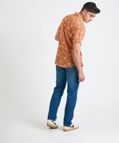 Dushyant Asthana Men's Prat Short Sleeve Shirt - Orange Floral