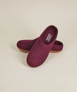 Kyrgies Men's Molded Sole Low Back Wool Slippers - Plum Best Sellers