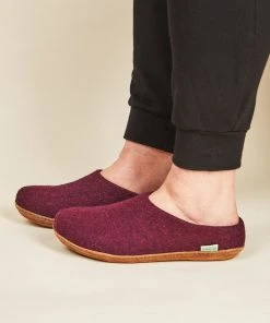 Kyrgies Men's Molded Sole Low Back Wool Slippers - Plum Best Sellers