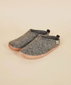 Kyrgies Men's Wool Slipper Slides - Gray