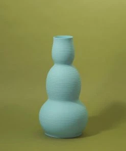 Middle Kingdom Cold Mountain Gourd Porcelain Vase - Denim Blue Home Goods