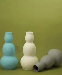 Middle Kingdom Home Goods Cold Mountain Gourd Porcelain Vase - Steel Grey