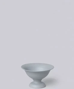 Middle Kingdom Footed Porcelain Vase - Steel Gray Planters + Vases