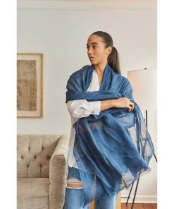 Studio Variously Midnight Blue Linen Scarf  Accessories