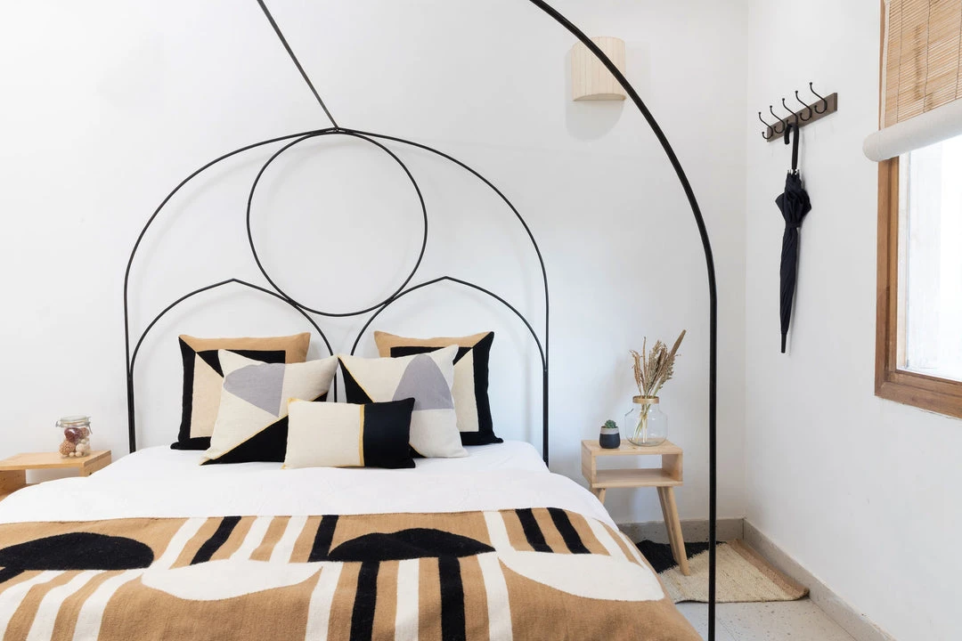 Leah Singh Midnight Cliff Wool Throw Pillow Cover - Black + Creme Leah Singh Midnight Cliff Wool Throw Pillow Cover - Black + Creme