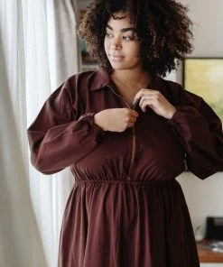 Mien Clothing Maison Midi Dress - Hickory 13 Mien Clothing Maison Midi Dress - Hickory