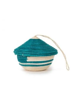 Azizi Life Miniature Basket Ornament - Emerald Green BIPOC Owned