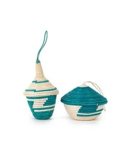 Azizi Life Miniature Basket Ornament - Emerald Green BIPOC Owned