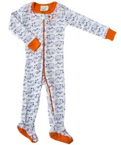 Mirasa Design Handcrafted Baby Footed Hippo + Rhino Onesie