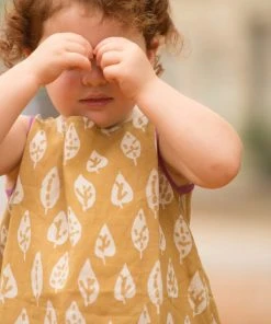 Mirasa Design Baby Gifts Baby Bold Leaf Dress - Forest Yellow