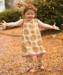Mirasa Design Kids' + Baby Baby Polka Dress - Forest Yellow