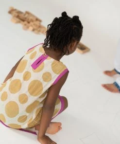 Mirasa Design Kids' + Baby Baby Polka Dress - Forest Yellow