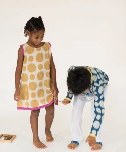Mirasa Design Kids' + Baby Baby Polka Dress - Forest Yellow
