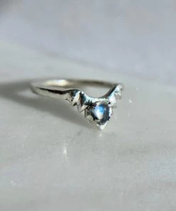 Iron Oxide Moonstone Halo Stacker Ring Jewelry