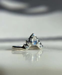 Iron Oxide Moonstone Halo Stacker Ring Jewelry