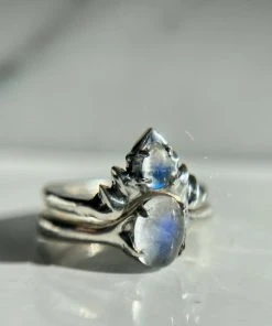 Iron Oxide Moonstone Halo Stacker Ring Jewelry