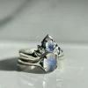 Iron Oxide Moonstone Halo Stacking Ring Set