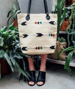 MZ Fair Trade Accessories Obsidian Arrow Wool Bucket Tote Bag